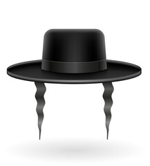 national jewish black hat with sidelocks vector illustration