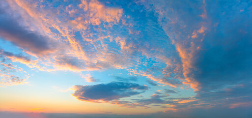Fototapeta na wymiar Panoramic view of Sunset Sunrise Sundown Skyscape