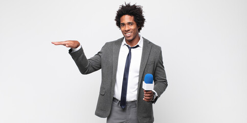 young black man as a tv presenter