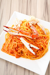 ワタリガニのトマト風パスタ