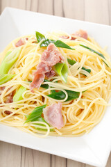 生ハムと九条ネギのパスタ