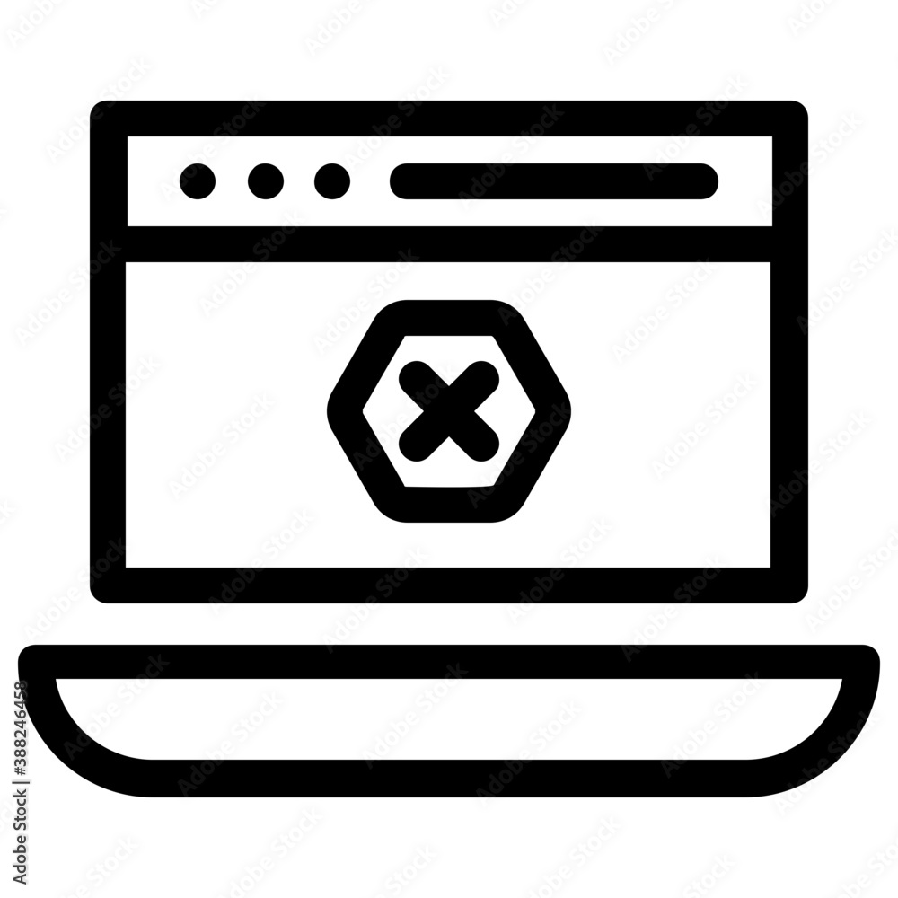 Wall mural webpage with error sign symbolising web page error or web page not found