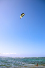 Kiteboarding at Mokuleia Beach Park, Oahu, Hawaii

