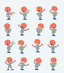 Cartoon character businessman in smart casual style. Set with different postures, attitudes and poses, doing different activities in isolated vector illustrations.