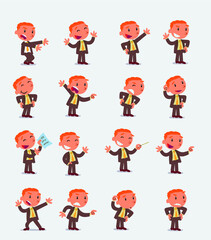 Cartoon character businessman in smart casual style. Set with different postures, attitudes and poses, doing different activities in isolated vector illustrations.