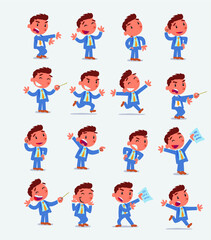 Cartoon character businessman in smart casual style. Set with different postures, attitudes and poses, doing different activities in isolated vector illustrations.
