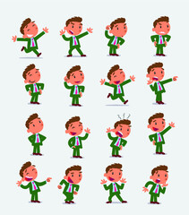 Cartoon character businessman in smart casual style. Set with different postures, attitudes and poses, doing different activities in isolated vector illustrations.