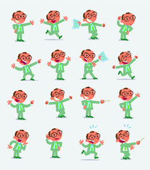 Cartoon character businessman in smart casual style. Set with different postures, attitudes and poses, doing different activities in isolated vector illustrations.