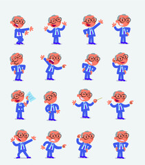 Cartoon character businessman in smart casual style. Set with different postures, attitudes and poses, doing different activities in isolated vector illustrations.