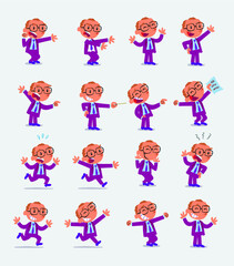 Cartoon character businessman in smart casual style. Set with different postures, attitudes and poses, doing different activities in isolated vector illustrations.