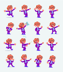 Cartoon character businessman in smart casual style. Set with different postures, attitudes and poses, doing different activities in isolated vector illustrations.