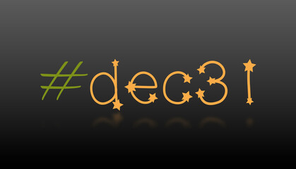 hashtag dec 31 con sfondo colorato