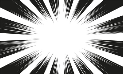 Abstract background with black lines for comic book. Speed frame or explosion effect concentrated line