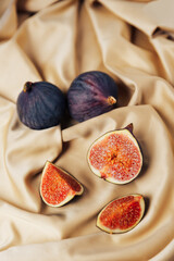 Fig in a cut on a satin fabric