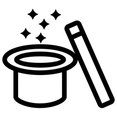 
Magician hat with magic wand and magic stars, concept of magic 
