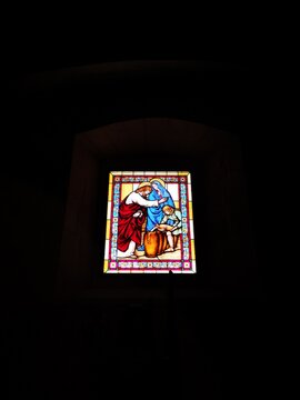Vidriera de Iglesia de San Bartolome,Sepulveda,Segovia,España