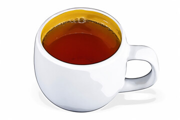 A white cup of tea on white background, isolated.