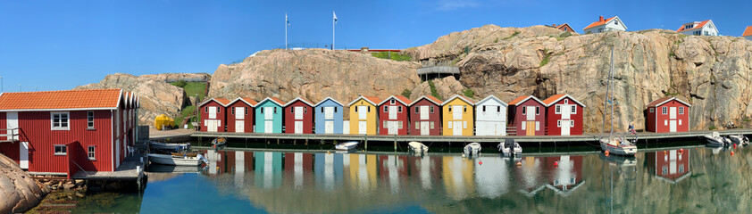 Smogenbryggan-typical Swedish wooden house constructions. © Taljat