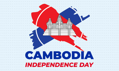 Cambodia independence day. 9th of November. Cambodian memorial holiday. Greeting card, poster, banner concept. 