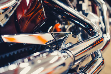 chrome exhaust pipes and engine