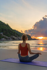 Fototapeta na wymiar Young healthy woman practicing yoga