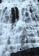waterfall and rocks and silhouette 