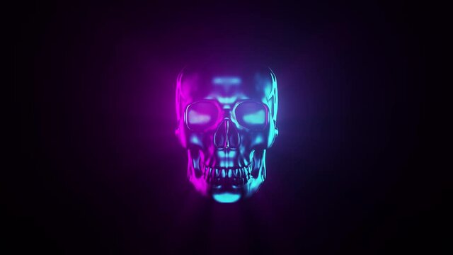 VJ Loop Of Skull And Jack O Lantern Coming At Viewer In Seamless Loop