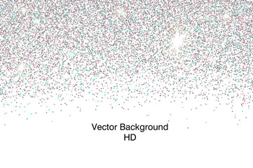 Sparkling falling silver HD dust.Vector horizontal background with glitter and space for text.