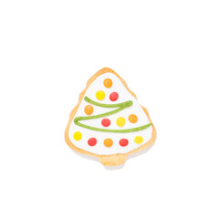 Christmas cookie in the form of trees on isolated white background