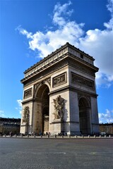 Paris and blue sky, France. "Arc de Triomphe" one of the most famous monuments in Paris,