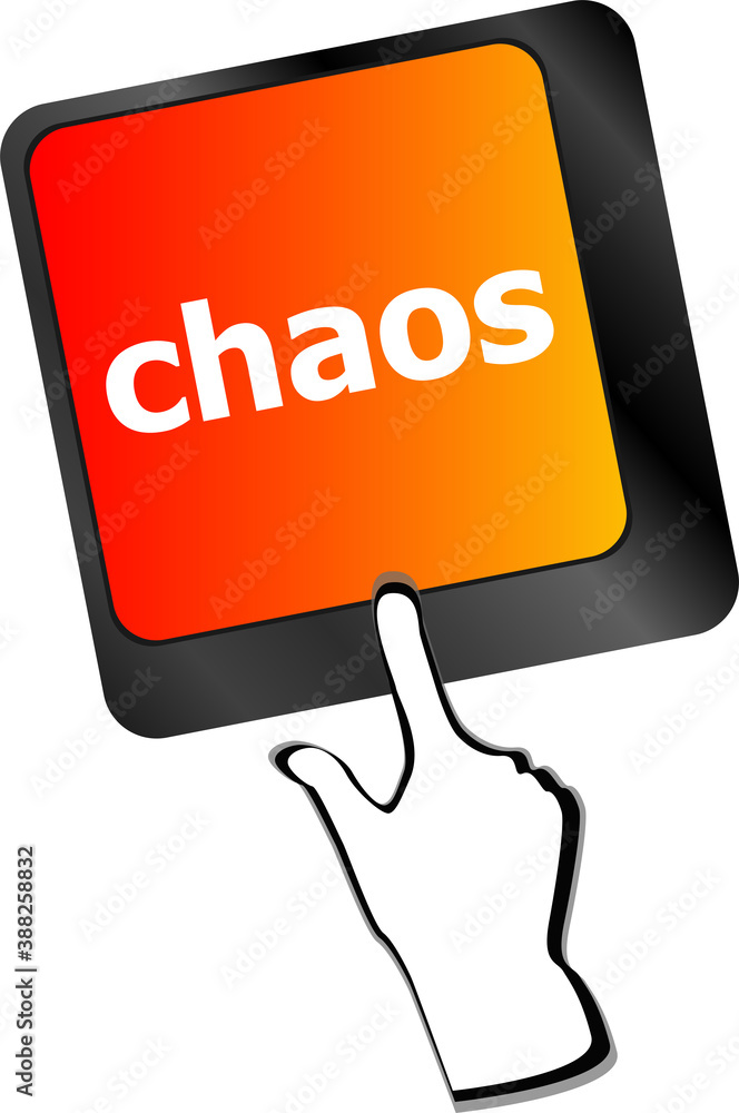 Poster chaos keys on computer keyboard, business concept