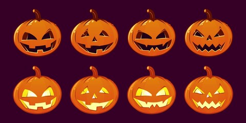 Set Of Orange Pumpkin With Smile For Your Design For The Holiday Halloween
