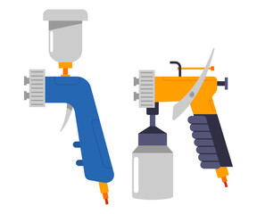 Spray gun vector cartoon set isolated on a white background.