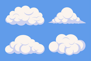Cartoon cloud vector set isolated on background.