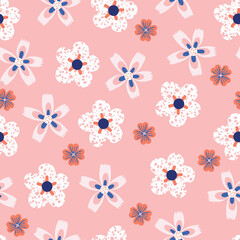 Cute Summer Florals Vector Seamless Pattern