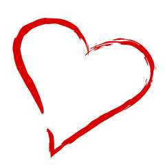 Red heart outline vector. Hand drawn love icon. Trendy heart isolated on white background. For love icon, greeting card and Valentine's day. Creative love art. Heart outline vector