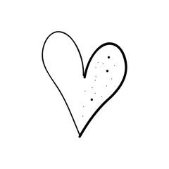 Heart vector. Hand drawn icon. Trendy black heart isolated on white background. Brush stroke grunge symbol useful for love sign, shape frame, greeting card and Valentine's day. Creative sketch, vector