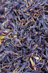 Natural spring floral background. Violet purple dried flowers texture, cornflower petals, Centaurea cyanus. Herbal tea concept, organic products, exotic cosmetics, aromatherapy, homeopathic medicine