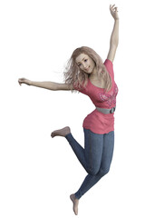 An Illustration of a teenage girl jumping for joy