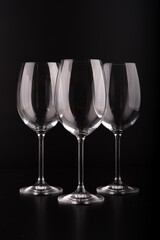 wine glasses with black background