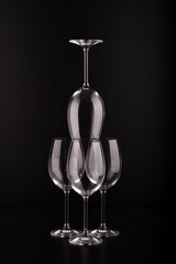 wine glasses with black background