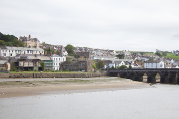 Fototapeta na wymiar East-the-Water with the Bideford Long Bridge over the River Torridge in Devon, England