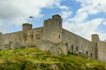 Fototapeta na wymiar Harlech Castle built in 1289 by Edward the First of England after his invasion of Wales. It is now classified as a world heritage site