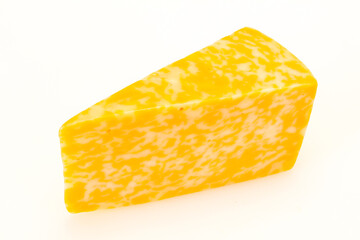 Marble cheese  triangle over wooden