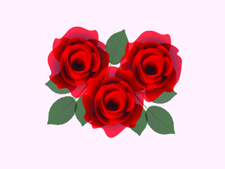 Red roses on a pink background.