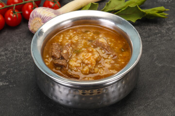 Caucasian Kharcho soup with beef meat