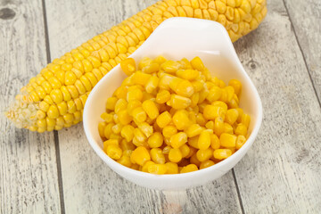 Young corn seeds in the bowl