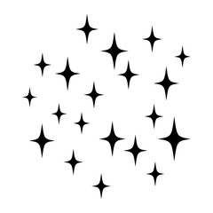 Sparkles isolated on white. Black vector stars. Shine background. . Vector illustration