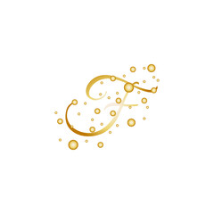 Letter F With Gold dotted circle style effect.