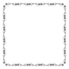 Square frame with creative little flowers. Vector image.